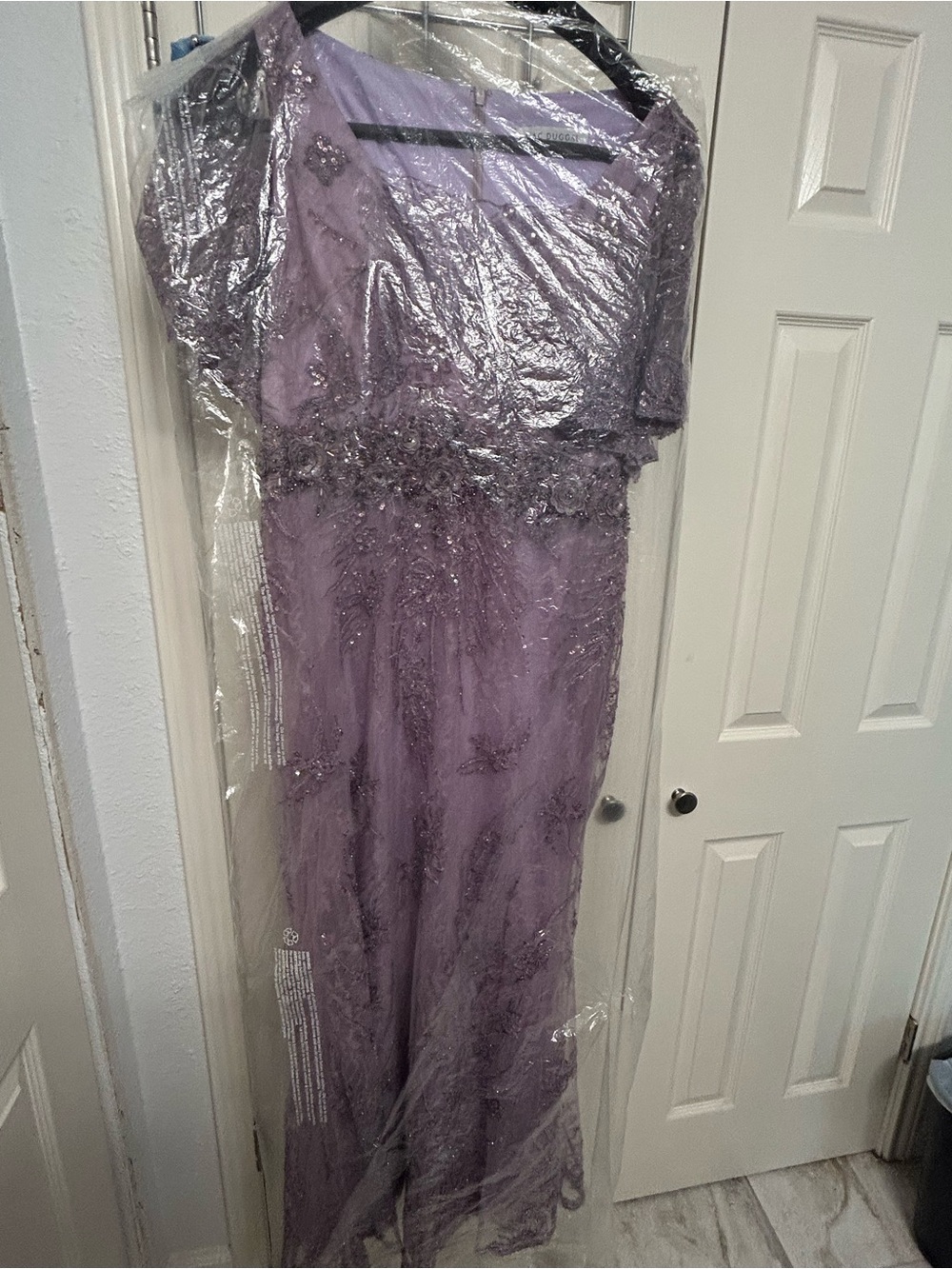 Mac Duggal Lilac Beaded Lace Wedding Guest Dress - Picture 6 of 6